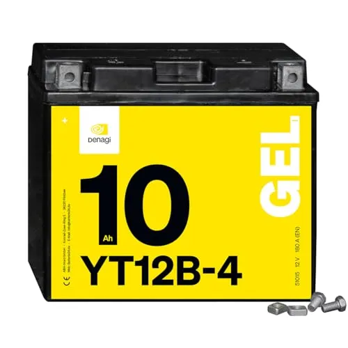 Denagi 51015 GEL YT12B-4 Motorradbatterie 12V 10Ah, wartungsfrei versiegelt vorgeladen