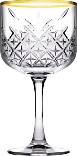 Pasabahce Weingläser Set Timeless Gold - 4 Stück 500 ml - Elegante Weißweingläser, ideal für besondere Anlässe, mit einem edlen Goldmuster und einem Fassungsvermögen von 500 ml.