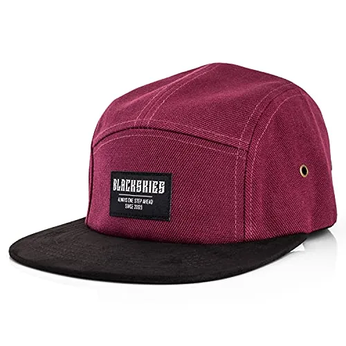 Blackskies® Port Townsend 5-Panel Cap – Unisex Baseball Mütze in Rot und Schwarz - Stylische 5-Panel Cap für Damen und Herren. Ideal für Skater und Surfer, bietet optimalen Tragekomfort und eine verstellbare Einheitsgröße. Hochwertige Materialien garantieren Langlebigkeit und einfache Reinigung.
