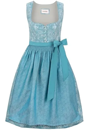 Stockerpoint Damen Dirndl Rajana I Größe 32-48 I Bequemes Trachtenkleid mit Schürze & liebevollen Details - Traditionelles Dirndl Rajana für festliche Anlässe. Aus pflegeleichtem Jacquard-Polyester gefertigt, bietet es hohen Tragekomfort und besticht durch elegante Details wie Herzausschnitt und Kristallknöpfe. Ideal für stilvolle Feiern!