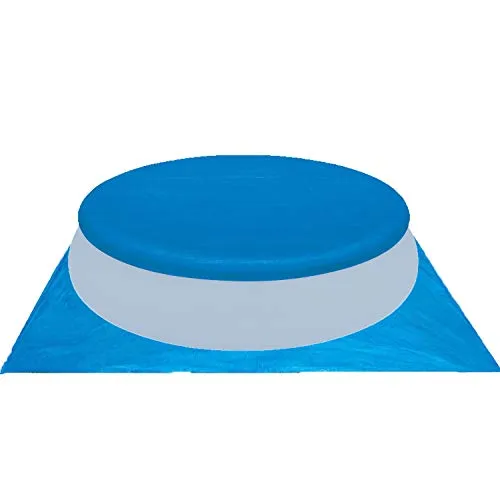 Poolabdeckung rund + Poolunterlage für Quick-up Pool Ø244cm - 110g/m² PE - Wasserdicht - UV-stabil - Abdeckung mit Fixierseil - Bodenfolie Bodenschutz Unterleg Bodenplane Planschbecken