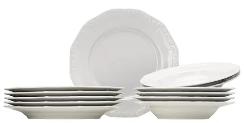 Rosenthal Geschirr-Set Maria Weiss 12tlg. aus Porzellan - Elegantes 12-teiliges Geschirr-Set aus hochwertigem Porzellan in klassischem Weiß, ideal für festliche Anlässe und den täglichen Gebrauch.