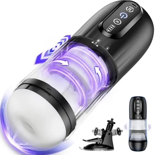 PRONFANS Elektrischer Sex Spielzeug für die Männer Masturbieren für Männer 10 Teleskopfunktion & Rotierend & Vibration, Masturbator Penispumpe Blowjob Taschenmuschi Penis Pussy Sex Toys