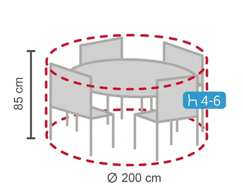 LC Garden Gartenmöbel-Schutzhülle für runde Dining Sets S grau Ø200x85cm - Sitzgruppen-Schutzhüllen für optimalen Schutz gegen Wettereinflüsse, 100% recycelbar und wasserabweisend, ideal für eine lange Lebensdauer Ihrer Gartenmöbel.