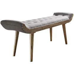 Stylische Sitzbank aus Stoff und Holz, 125x51x38 cm, Grau - Sitzbänke mit modernem Design und üppiger Polsterung für hohen Sitzkomfort. Robuste Massivholzbeine garantieren Stabilität und die Anti-Rutsch-Noppen schützen Ihren Boden.