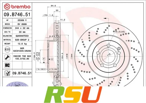 Brembo Bremsscheibe PRIME LINE - UV Coated 09.B746.51 - Bremsscheiben, hochleistungsfähige UV-beschichtete Bremsscheibe für optimale Bremsleistung und Korrosionsschutz.