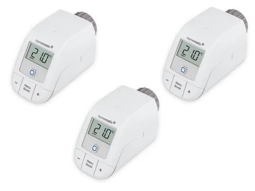 HOMEMATIC IP Heizkörperthermostat Basic, 3 Stück - Zubehör für Klima & Heizen: Intelligente Heizungsregelung für bis zu 33 % Energieeinsparung, einfache Montage ohne Werkzeug und sofort einsatzbereit mit voreingestelltem Heizprofil.