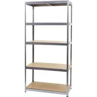 MCW Schwerlastregal E33 Verzinkt 200x100x60cm - Regalböden & Möbelbauplatten - Hochbelastbares Steckregal mit 5 MDF-Böden, bis zu 175 kg Traglast je Boden, werkzeugfreie Montage und individuell einstellbare Ebenenhöhe.
