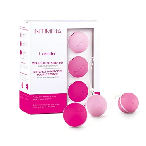 INTIMINA Laselle Routine Set - Effektiver Beckenboden Trainer für Damen - Beckenbodenmuskeltrainer bei Inkontinenz, mit 3 verschiedenen Gewichten zur individuellen Nutzung; ideal zur Stärkung der Beckenbodenmuskulatur und Wiedererlangung der Blasenkontrolle.