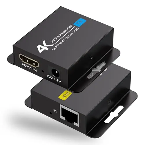 VEDINDUST 4K30HZ HDMI Extender 131FT 40M HDMI Over Ethernet RJ45 über Cat5e/Cat6 Kabel Übertragung Transmitter Repeater Unterstützt 1080P 3D POC EDID