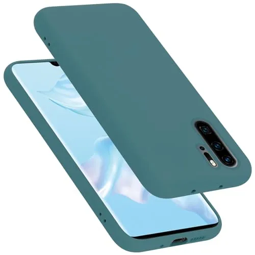 Cadorabo Hülle kompatibel mit Huawei P30 PRO Hülle Silikon Handyhülle für P30 PRO Case aus flüssigem Silikon- Kratzfeste und stoßfeste dünne TPU Schutzhülle - Liquid GRÜN