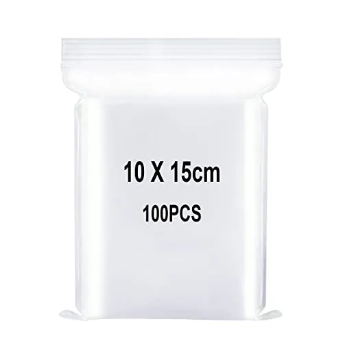 Druckverschlussbeutel, Verschließbare Plastiktüten, Zip Beutel Groß, Wiederverschließbare Plastikbeutel, Anwendbar Küchenaufbewahrung, Aufbewahrung von Büromaterial usw. 10x15cm 100Stück