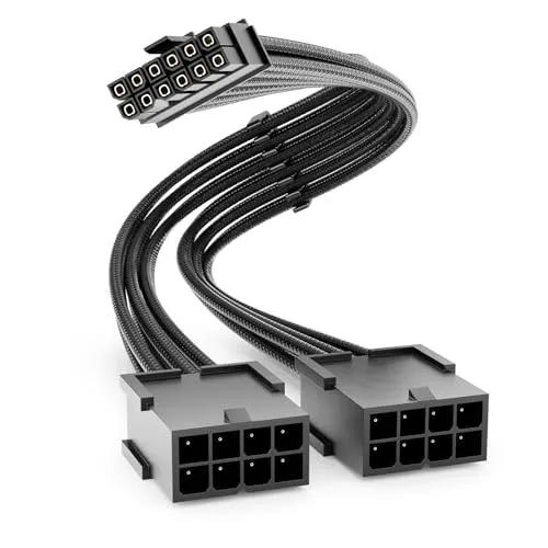 deleyCON 30cm PCIe 12pin Stecker auf 2x8pin Buchse Verlängerungskabel Grafikkarte PCI-E GPU Kabel für GeForce RTX 3070/3080/3080ti/3090