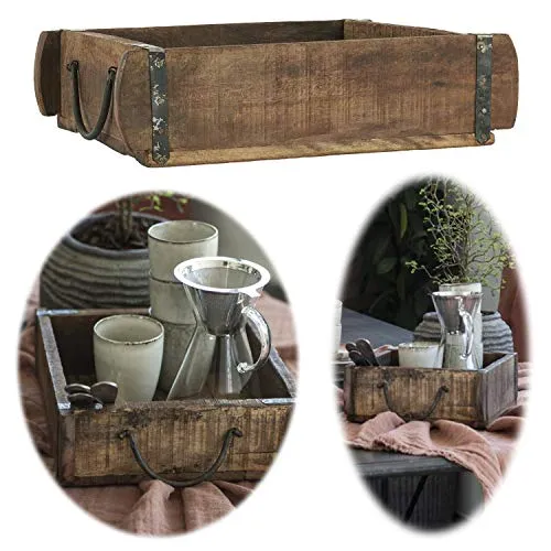 LS-LebenStil Holz Aufbewahrung-Box Ziegelform Schublade 32x30x12cm Original Unika Cutlery Dekoration ideal als Holzbox Holzkiste Holzkasten Pflanzkübel Ordnungsbox Allzweckkiste Aufbewahrungskiste