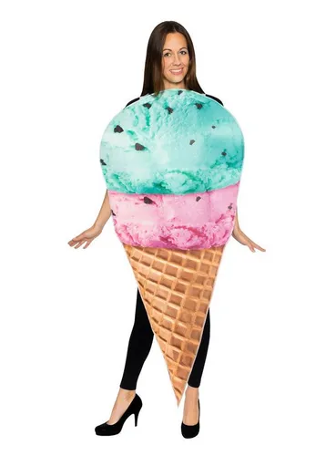 Maskworld Eiscreme Karneval Fun-Kostüm für Erwachsene - Einzigartiges einteiliges Eis Kostüm in Einheitsgröße, perfekt für Gruppenkostüme. Hergestellt aus 100% Polyester für hohen Tragekomfort. Ideal für Karneval und Fasching!