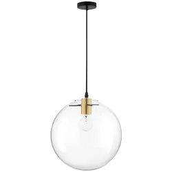 Nova Luce Mirale E27 Pendelleuchte - Schwarz, Gold, Transparent - Moderne Pendelleuchte in Schwarz und Gold, aus Glas und Metall. Energiesparend mit dimmbaren LED-Leuchtmitteln, ideal für eine elegante Atmosphäre in Ess- oder Wohnzimmer.