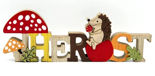 LB H&F Lilienburg Dekofigur Herbstdeko Herbstdekoration Deko Herbst Figur (Tischdeko Aufsteller Dekofigur Schriftzug Buchstaben Holz Igel bunt Igel Pilze Dekofigur Fenster Fensterbrett Schild Tür Eingang niedlich modern 2025)