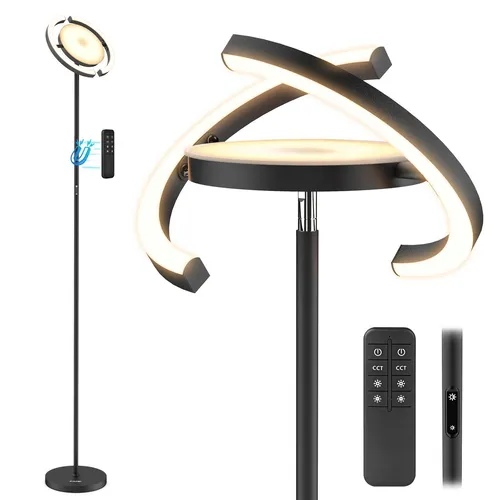 FIMEI Saturn-Stehlampe 36W - Stufenlos dimmbar mit Fernbedienung - Moderne Stehlampe mit stufenloser Dimmfunktion und 3 Farbtemperaturen (3000K-6000K). Ideal für Wohnzimmer und Schlafzimmer. Einfache Montage ohne Werkzeug und flexible Lichtsteuerung per Fernbedienung.