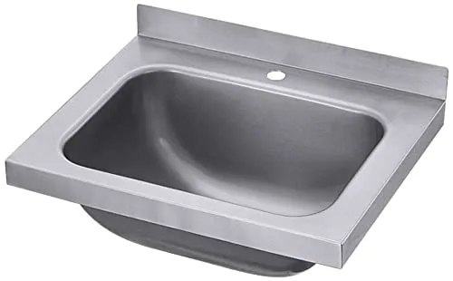 Contacto Handwaschbecken mit Konsole - Edelstahl 18/10 Handwaschbecken, robust und ideal für moderne Badezimmer oder gewerbliche Nutzung mit einfacher Wandmontage.