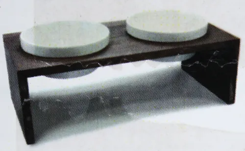 Wolters Napf-Set Gohan Doppelnapf grau - Hochwertige Futterbar für Hunde, ideal für Flachschnäuzer. Ergonomische Höhe unterstützt Hunde mit Gelenkproblemen. Aus nachhaltigem Holz und 100% keramik, spülmaschinengeeignet.