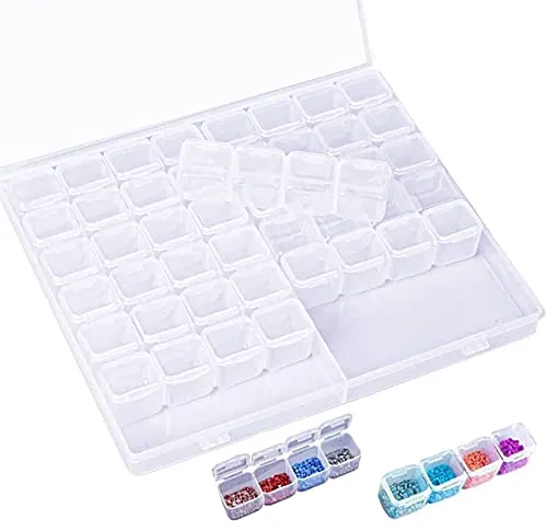 Jinlaili Plastik Aufbewahrungsbox, 56 Fächer Werkzeugbox, Aufbewahrungsboxen, Stickerei Sortierbox Klar Sortimentskasten, Schmuck Organizer Für Nägel, Strass, Perlen, Diy Handwerk