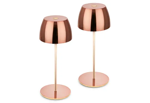 Briloner Serina Mini Led Tischlampe Kabellos Ip44, Dimmbar, Touch, Spritzwasserschutz, Akku, Kupfer, Ø8 X 20 Cm