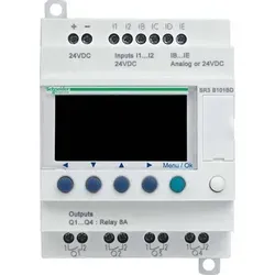Schneider Electric SR3B102BD SPS-Steuerrelais - Modulares SPS-Steuerrelais für einfache Automatisierungsaufgaben, mit integriertem Display, 10 E/A und programmierbar direkt am Gerät. Ideal für flexible Lösungen in der Elektroinstallation.