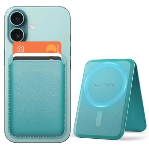 OCASE für MagSafe Wallet, Magnetische Geldbörse mit verstellbarem Ständer, 3 Kartenhalter, Magnetisches Wallet für iPhone 16/15/14/13/12 Serie, Ultra Slim Nicht für iPhone mini Premium-Leder Blaugrün