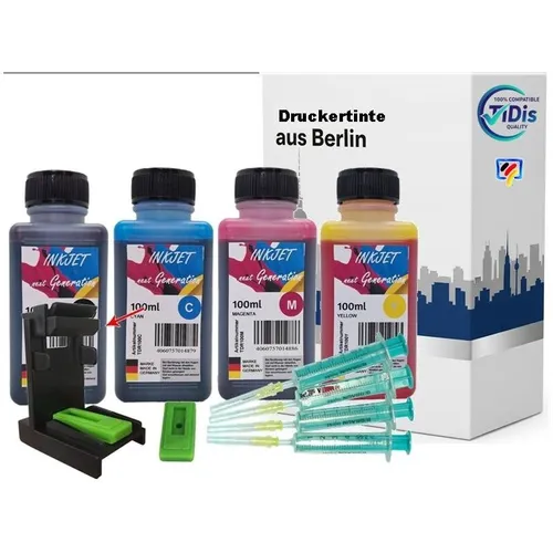 PG575 + CL576 400ml TiDis Ink Druckertinte BCMY + IRP109 Luftabzugsadapter