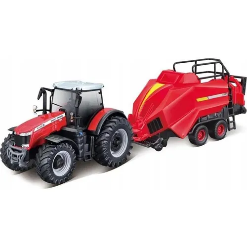Bburago Diecast 1:43 FarmLand Massey Ferguson 8740S with Baler Lifter Motorized Ages 3+ 18-31667 (39445504)