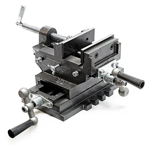 Wiltec Maschinenschraubstock 2 Achsen 100 mm - Kniehebelspanner mit präziser 2-Achsen-Verstellung für exakte Fräs- und Bohrarbeiten, ideal für Werkstatt und Hobby