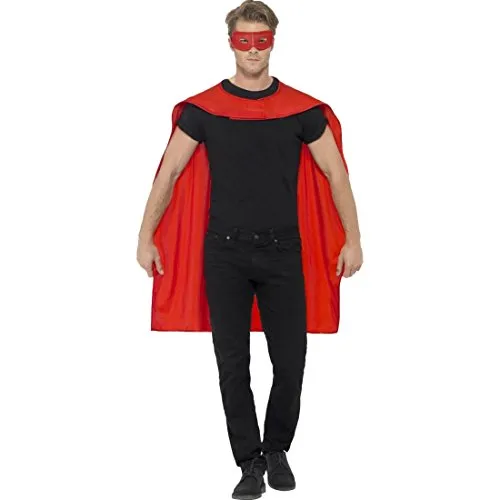 Amakando Superheld Kostüm Superheldenumhang & Maske rot Helden Kostüm Erwachsene Superman Umhang und Augenmaske Superhelden Cape Outfit Superhero Karnevalskostüm