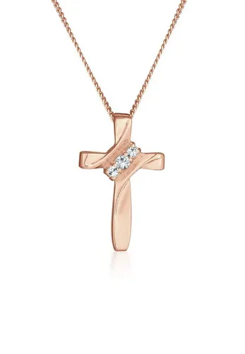 Elli Halskette Damen Kreuz mit Kristallen - Ketten für Damen aus 925 Sterling Silber, handgefertigt und mit Glaskristallen veredelt – perfekt als stilvolles Geschenk für jeden Anlass.