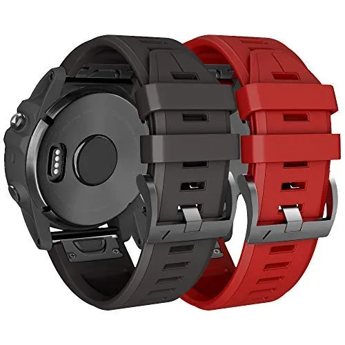 NotoCity für Fenix 6 pro/5 plus Armband, Quickfit 22mm für Fenix 6/7/8 47mm/5/7 pro/E 47mm, Armband für Forerunner 935/945/965, Epix 2, Instinct, Approach S60 Uhrenarmband(Schwarz/Rot)