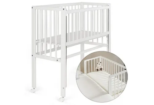 Fillikid Beistellbett Vario 2in1 - Weiß, 2-tlg., Stubenwagen auch für Boxspringbett Gitterbett verstellbar mit Rollen