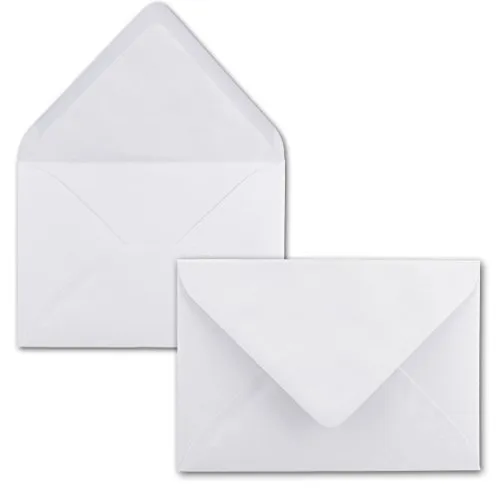 50x Briefumschläge B6-17,5 x 12,5 cm - Hochweiss - Nassklebung mit spitzer Klappe - 120 g/m² - Für Hochzeit, Gruß-Karten, Einladungen