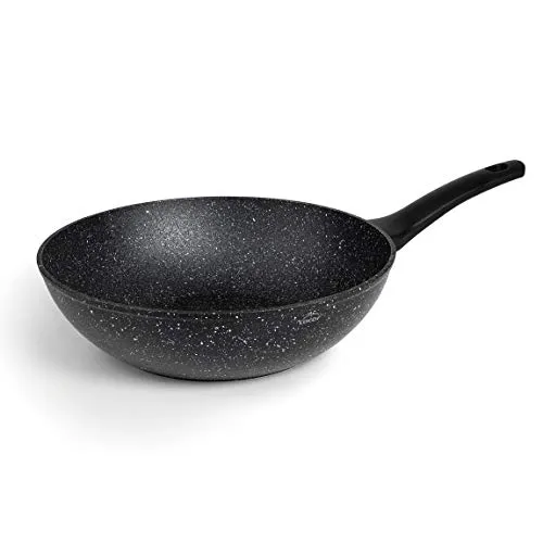 LACOR 26848 Wok Pfanne 28 cm - Hochwertige Wok Pfanne aus geschmiedetem Aluminium mit dreischichtiger Antihaftbeschichtung, geeignet für alle Herdarten inklusive Induktion. Umweltfreundlich und PFOA-frei, sorgt für gleichmäßige Hitzeverteilung und einfache Reinigung.