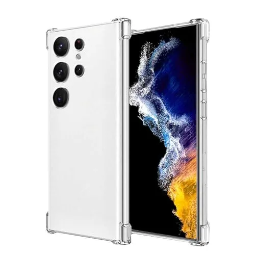 OcioDual TPU Schutzhülle kompatibel mit Galaxy S23 Ultra, Transparent Hülle mit Verstärkten Ecken und Schutz für die Rückkamera, Flexibel Silikongel Stoßfänger, Stoßfest, Sturzsicher
