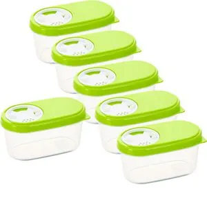 Kigima Schüttdose grün, aus Kunststoff, Set, 0,14 Liter, mit Drehdeckel, 6 Stück