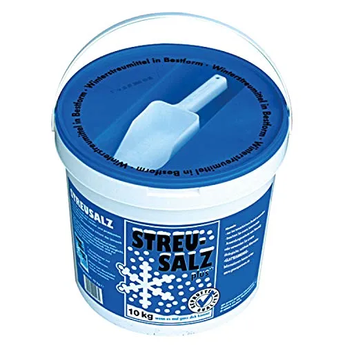 Esco Streusalz Winter 10 kg I Auftausalz gegen Schnee und Eis I Eimer mit Handschaufel I Streugut für Winterdienst/Räumpflicht I Tausalz als Winterstreu gegen Glätte