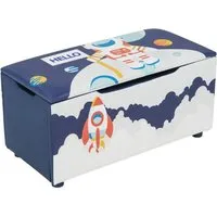 Costway Spielzeugkiste Gepolstert Raketen Planeten Blau in blau von Costway