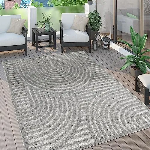 Paco Home Outdoor Teppich 160x220 cm - Wetterfester Teppich im modernen Boho-Design, ideal für Balkon und Garten. UV-beständig und robust für vielseitige Einsatzmöglichkeiten.
