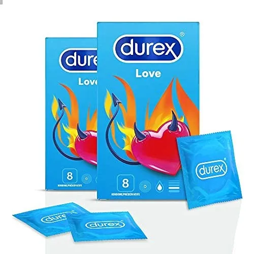 Durex Love schmale Kondome EasyOn-Form mit Silikongleitgel befeuchtet 2x 8 Stück
