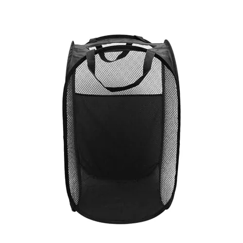 Stück Zusammenklappbarer Wäschekorb, Großer Wäschekorb, Tragbarer Wäschekorb, Netz-Pop-Up-Wäschekorb, Zusammenklappbarer Reinigungskorb Für Schlafzimmer Und Badezimmer (Schwarz) 1