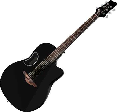 Classic Cantabile CS-100BK Westerngitarre Schwarz - Westerngitarre mit massiver Fichtendecke und Carbonfaserboden, ideal für anspruchsvolle Musiker, die eine langlebige und klangstarke Gitarre suchen.