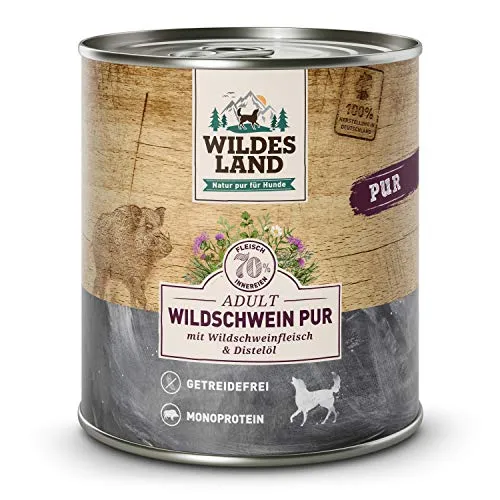 Wildes Land - PUR Wildschwein - 6 x 400 g - Nassfutter - Hundefutter