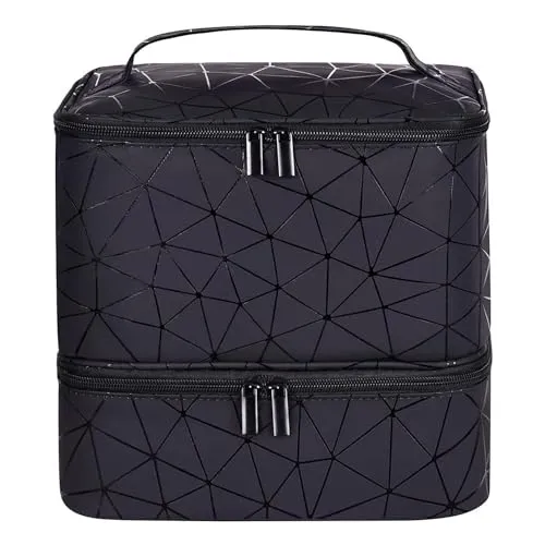 Produktbild Kosmetiktasche Groß, BYLife Make-up-Tasche Make up Koffer Schminktasche Schminkkoffer Leer Kosmetiktasche Nagellack-Organizer Für 30 Flaschen Beauty Case Nagelkoffer