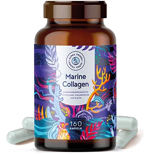 Marine Collagen mit Hyaluronsäure Kapseln | 160 Kapseln von Alpha Foods