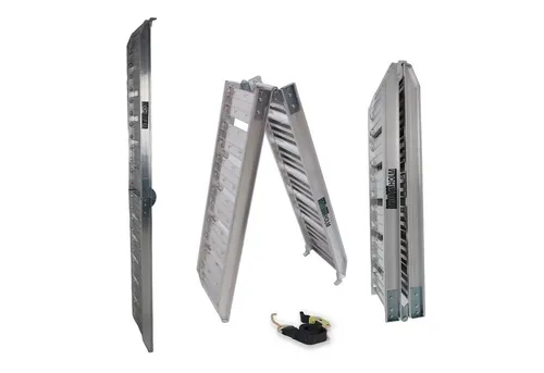 Baumarktplus TRUTZHOLM Klappbare Auffahrrampe 180 cm - Transportgeräte & Rampen, ideal für das sichere Verladen von Motorrädern mit einer Tragkraft von bis zu 200 kg und platzsparendem Klappdesign.