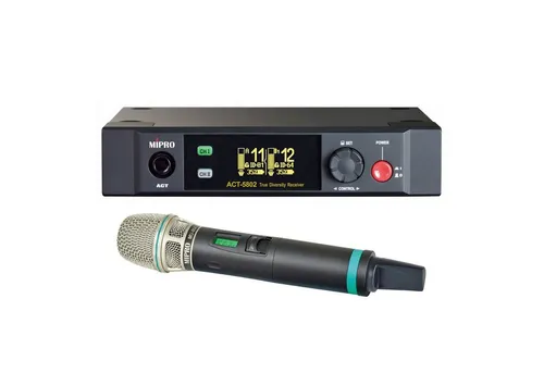 Mipro ACT-5802 2-Kanal Empfänger mit Handsender - Professionelles Mikrofon-System: Digitaler 2-Kanal-Empfänger im störungsfreien 5,8 GHz Bereich mit True-Diversity-Antennensystem für beste Empfangsqualität und umfangreiche Kanalauswahl.
